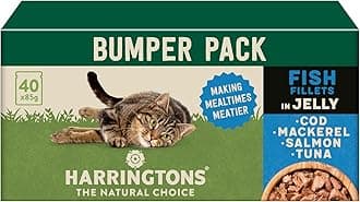 Harringtons Complete Wet Pouch Grain Free Hypoallergenic Adult Cat Food Fish in Jelly Pack 40x85g - Cod, Mackerel, Salmon & Tuna - Making Mealtimes Meatier