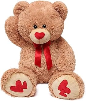 MaoGoLan Giant Teddy Bear Large Stuffed Animals Plush Big Bear with Love Heart for Girlfriend Children Christmas Valentines Day 90cm , Light Brown