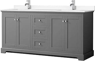 Avery 72 Inch Double Bathroom Vanity in Dark Gray, White Cultured Marble Countertop, Undermount Square Sinks, No Mirror