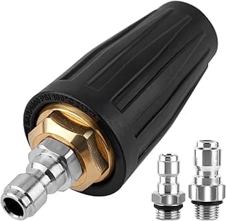 Turbo Nozzle Pressure Washer Tips 4000PSI Max. 5000PSI 4.0GPM Quick Release Power Washer Nozzle Tips Stainless Steel Rotating Spray Nozzle with 1/4'' 3/8'' Quick Connectors for Car & Outdoor