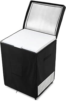 Deep Freezer Covers for Outside,Heavy Duty 600D Durable Chest Freezer Cover Waterproof,Outdoor Freezer Covers for Outside 7.0 Cubic Feet Chest Freezer,Top with Zipper to Open(38"W x 23"D x 34"H,Black)