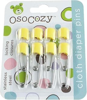 OsoCozy Diaper Pins - {Yellow} - Sturdy, Stainless Steel Diaper Pins with Safe Locking Closures - Use for Special Events, Crafts or Colorful Laundry Pins , 2.875 Inch x 0.25 Inch x 0.5 Inch
