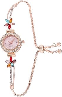 Women's Fashion Simple Floral Bracelet Watch Diamond Quartz Light Luxury Watch