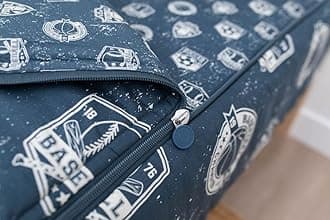 Beddy's Sports Theme Boys Durable Zipper Bedding, Bed in a Bag, Blue Sheets with Baseball, Football, Basketball, Soccer Comforter, Pillowcase & Pillow Sham, Easy to Make & Wash, Kid Zip Bedding