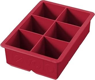 Tovolo Large 2” King Cube Ice Tray Cayenne Red Ice Cube Trays for Whiskey Cocktails Smoothies, Big Square Ice Cube Mold Silicone Freezer Tray for Perfect Rock Cubes BPA Free Dishwasher Safe