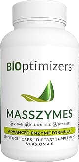 BiOptimizers MassZymes - Complete Digestive Enzymes Supplement for Gut Health - Bloating Relief for Men and Women - Lipase Amylase Bromelain Digestive Enzymes (250 Capsules)