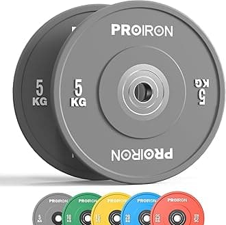 PROIRON 2" Olympic Bumper Plate Rubber Weight Plates with Steel Hub Color Rubber plate for Weight Lifting and Strength Training 5KG 10KG 15KG 20KG