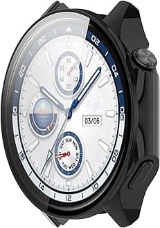 Screen Protector Compatible with OnePlus Watch 2 Case Smartwatch Accessories Scratched Resistant Full Protective Case Screen Protectors Intended for OnePlus Watch 2 (Black)