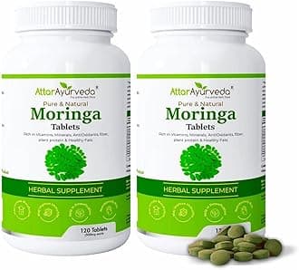 Attar Ayurveda Moringa Tablets 240 Tablets (120 x2, Pack of 2) 500 mg each | Drumstick Leaf Tablets | Pure and Natural, Highly Nutritious