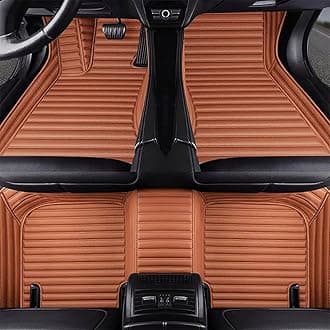 Car Floor Mats for Toyota FJ Cruiser 2007-2016,All Weather Stripe Pu Leather Full Coverage Car Floor Liner,Front & Rear 2 Row Full Set Brown