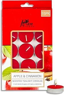 Pan Aromas - (Apple & Cinnamon) Scented Tealight Candles| Pack of 15| Long Burning Tealight Scented Candles for Home, Office & Gifting - 2.5 hrs to 3 hrs Burn Time