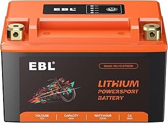 EBL Motorcycle Battery Lithium YTX9-BS LiFePO4 12V 6Ah 360A Powersports Battery YTX7A-BS Compatible ATV, UTV, Jet Ski, Quad, Lawn Mower, Tractor, Scooter,Motocross, Motorboat and Generator Battery
