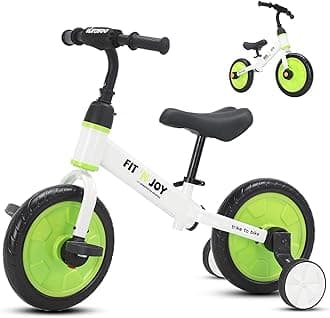4 in 1 Balance Bike for 2 3 4 5 Years Kids Boy Girl, Toddler Trike with Auxiliary Wheels & Detachable Pedals, Easy Assembly
