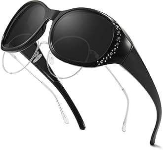 FIMILU Polarized Sunglasses Fit Over Glasses for Women, Sunglasses with Rhinestone for Driving & Outdoor UV400 Protection