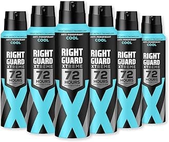 Right Guard Mens Deodorant, Xtreme Cool with Air-Conditioning Effect Anti-Perspirant Spray, Multipack 6 x 150 ml