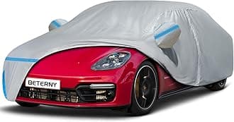 Car Cover for Porsche Panamera 2014-2025, Waterproof Custom-fit Sun Rain Dust Snow Wind All Weather Protection Outdoor Full Car Cover with Cotton Lining and Door Zipper-Grey
