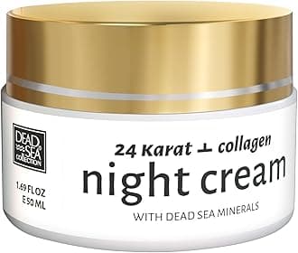 Dead Sea Collection24 Karat Anti-Wrinkle Night Cream for Face with Collagen and Sea Minerals - Nourishing and Moisturizer Face Cream (1.69 fl.oz)