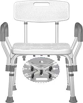Shower Chair for Inside Shower, 400LBS Heavy Duty, Adjustable Height, Aluminum Frame, Silvery