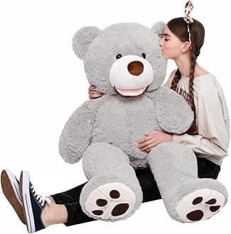 MorisMos Giant Teddy Bear, 39inch Large Stuffed Bears with Big Footprints Plush Stuffed Animals Gifts for Kids, Gray