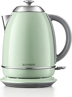 K640 Stainless Steel Electric Tea Kettle with Auto Shut-Off and Boil Dry Protection, 1.7 Liter Cordless Hot Water Boiler with Swivel Base, 1440W, Cozy Greenish