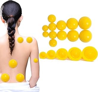 Silicone Vacuum Cupping Therapy Set,w/12 Different Massage Cups,Professionally Chinese Massage Cups for Cupping Therapy,Cellulite Reduction and Back Pain Relief Physical Travel Set (Yellow)