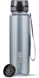 720°DGREE uberBottle 1 L + Fruit Sieve - BPA-Free, Leak-Proof - Transparent Water Bottle - Ideal for Sports, Hiking, Gym, Camping, University, Travel, Work