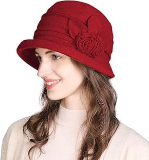 Comhats Winter Cloche Bucket Hat for Women Wool Elegant Dress 1920s Vintage Fedora