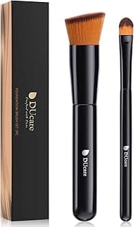 DUcare Foundation Brush and Concealer Brush 2Pcs Professional Flat Top Kabuki Face Synthetic Liquid Blending Mineral Powder Makeup Tools