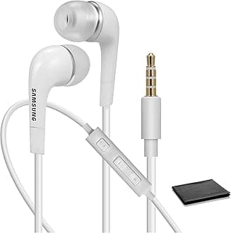Samsung EHS64AVFWE 3.5mm Stereo Headset with Remote and Mic - Original OEM - Non-Retail Packaging - White (with Cleaning Cloth)