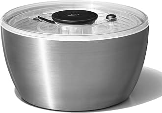 OXO Salad Spinner, Vegetable Drainer, Stainless Steel, Salad Spinner, For 4+ People, Meal Prep, 10.55 x 10.55 x 5.91 inches (26.8 x 26.8 x 15 cm), Dishwasher Safe (Low Temperature Setting)