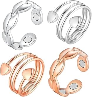 4PCS Copper Rings for Women Magnetic Rings Strong Magnets Pure Copper Adjustable