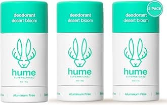 Hume Supernatural Roll On Aluminum Free Deodorant for Women & Men - Safe for Sensitive Skin - Probiotic and Plant-Based - Long-Lasting Moisture Absorbing - Clean and Effective - Desert Bloom, 3-Pack