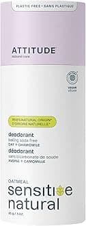 Baking Soda Free Deodorant for Sensitive Skin with Oatmeal and Chamomile, EWG Verified, Aluminum Free, Plastic-Free, 3 Ounces