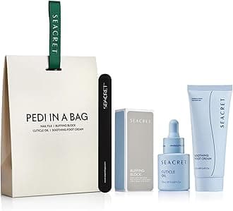 SEACRET Dead Sea Pedicure Set - At Home Foot Spa Kit for Cracked Heels & Dry Feet - With Full-Size Foot Cream, Cuticle Oil, Buffer & File - Spa Gift Set for Women, 4-Piece Set