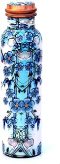DSH Pure Copper Printed Water Bottle, Travelling Purpose, Yoga Ayurveda Healing, 1000 ML (Design 10)