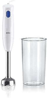 Braun MultiQuick 1, Powerful 450W Hand Blender, Made in Europe, EasyTwist Technology, Lightweight, Stainless Steel German Design, Dishwasher Safe, Make Baby Food, Chutney, Smoothie, Soup, MQ10.001M