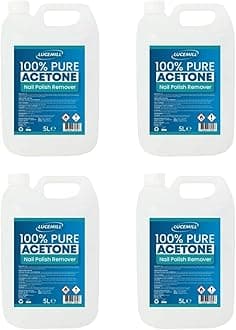 20 LITRE (4 x 5L) ACETONE 99.5% PURE Pure High Strength Acrylic Nail Tip Polish Remover