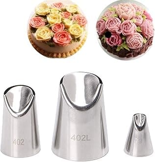 3 piece Stainless Steel Rose Flower Piping Tips Piping Nozzles Cake Decorating Supplies Cookies Cupcake Icing Decorating Supplies Decorating Kits Frosting Icing Tips Baking Set Tools #7