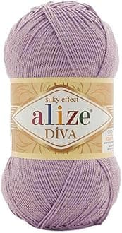 Diva Silk Yarn Microfiber Acrylic Sport Weight Yarn Lightweight & Soft Yarn for Crocheting & Knitting Scarves, Clothes & Crafts 1 Skein 100g, 383 Yards, Weight 14 WPI 505 Dusty Powder