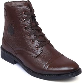 Zoom Shoes Genuine Leather Formal Black Casual Boots for Men ZA-5200 | High ankle shoes with anti-slip technology and memory cushion insole | Lace-up boots for formal and casual footwear