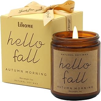 Fall Decorations for Home - Fall Candles, Gifts for Women, Natural Soy Wax Autumn Morning Scented Candles