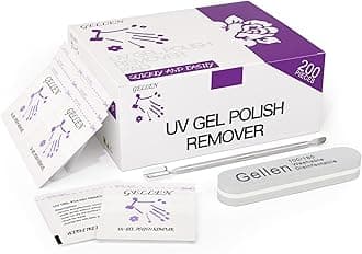 GELLEN Acetone Gel Polish Remover Pads, Professional Nail Polish Remover Pads, 200 Pack Travel Bulk Set with Tools, Individually Wrapped Quick & Effective Soak Off Remover for Salon Home