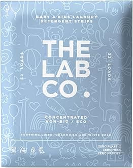 The Lab Co. Laundry Detergent Strips Washing Sheets | Eco Ultra-Concentrated | Non-Bio for Sensitive Skin | Non-Toxic Fragrance | EDC-Free | Lab-Tested | Soothing Linen Chamomile White Rose | 32 Loads