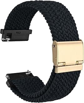 WOCCI 18mm Braided Nylon Watch Band for Men and Women, Quick Release, Golden Stainless Steel Buckle (Black)