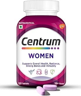Centrum Women -Multivitamin Tablet for Women|With 23 Vital Nutrients including Zinc,Magnesium,Vitamin B,C,D, Calcium for Energy, Immunity,Radiance,Strong Bones and Overall Health|Veg - 50 tablets