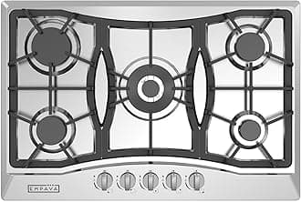 Empava 30" Gas Cooktop with 5 Italy Sabaf Sealed Burners NG/LPG Convertible Stainless Steel in Black Model 2020, 30 inches