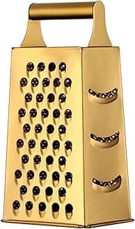Large Stainless Steel 4 Sides Grater Slicer with Handle, Multifunctional Cutter Planing for Ginger, Garlic, Cucumbers, Carrots, Cheese, Potato, Ergonomic Design Kitchen Gadgets Accessories Gold