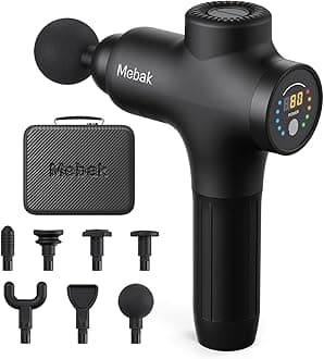 Mebak 3 Massage Gun, Massage Gun Deep Tissue for Athletes, Professional Muscle Percussion Massager Gun for Shoulder Leg Back Body Pain Relief, Quiet Portable Sport Massager, Gifts for Him