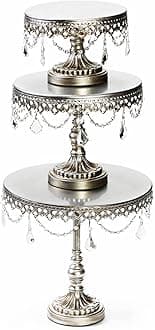 Opulent Treasures Chandelier Round Cake Plate Stands (Set of 3),