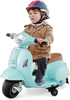 HONEY JOY Kids Motorcycle, Electric Vespa Scooter with Training Wheels, Headlight, Horn, One-Button Start, 6V Battery Powered Toddler Motorcycle, Ride On Toy, Gift for Boys Girls (Green)